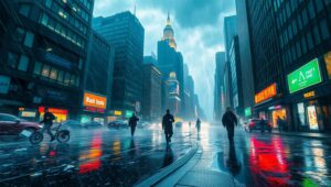 Stormy Urban Chaos in Expressionism – free AI stock image