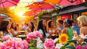 Summer Sunset at Outdoor Café – free AI stock image