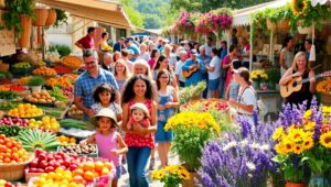 Sunny Day at the Farmers Market – free AI stock image