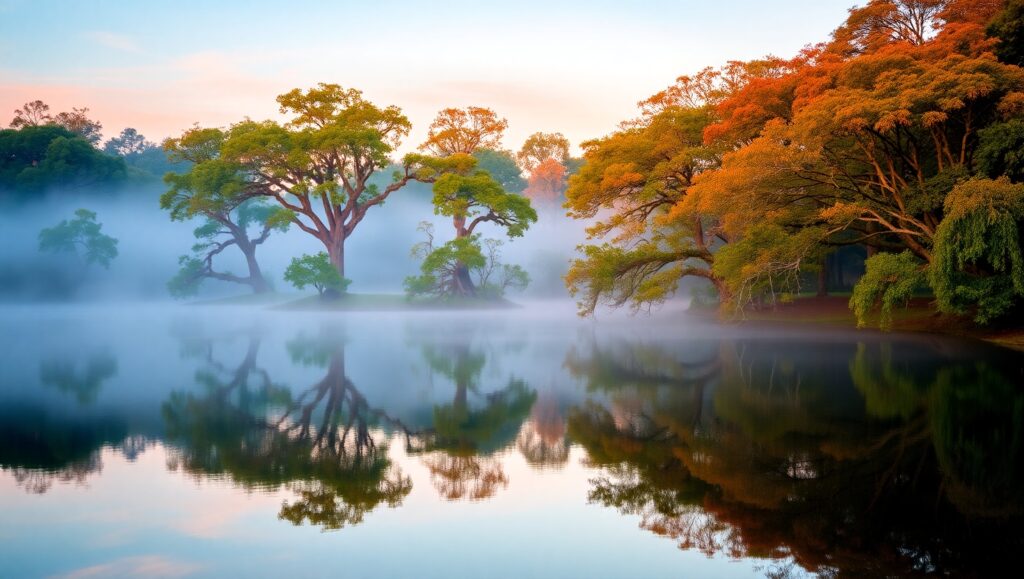 Sunrise Serenity at the Lake – free AI stock image