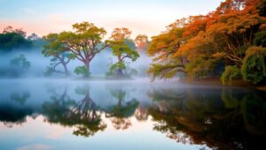 Sunrise Serenity at the Lake – free AI stock image