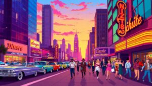 Sunset Cityscape in Pixel Art – free AI stock image