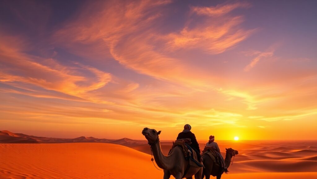 Sunset Over Desert Dunes lR3 – free AI stock image