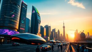 Sunset Over Neon – free AI stock image