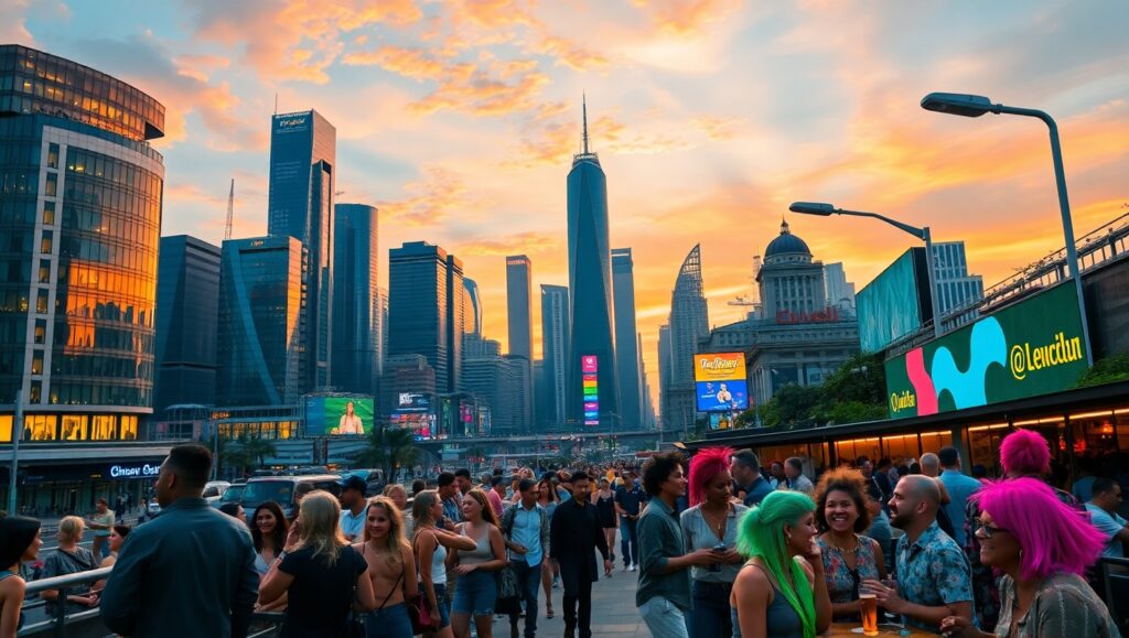 Sunset Reflections in Urban – free AI stock image
