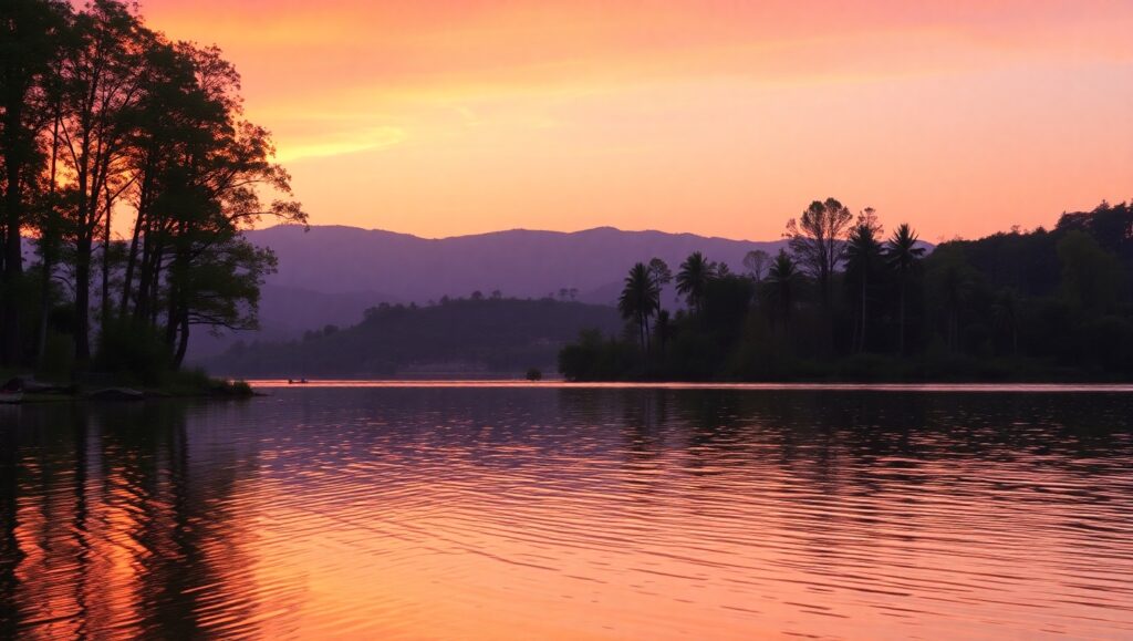 Sunset Serenity by the Lake Wt1 – free AI stock image