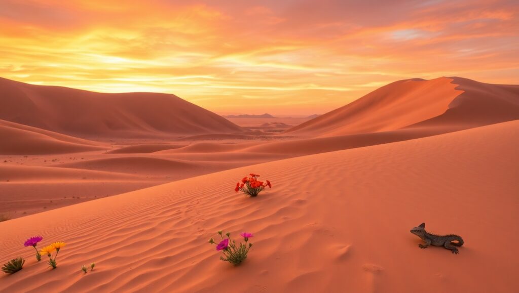 Sunset Serenity in Desert Dunes – free AI stock image