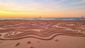 Sunset Serenity in Sand Art – free AI stock image