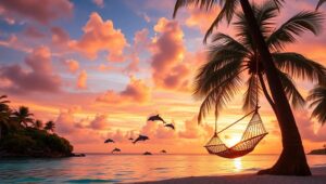 Sunset Serenity on a Tropical Escape – free AI stock image