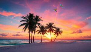 Sunset Serenity on a Tropical Island – free AI stock image