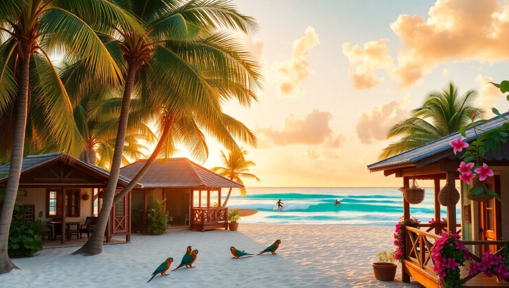 Sunset Serenity on Tropical Island – free AI stock image