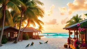 Sunset Serenity on Tropical Island – free AI stock image