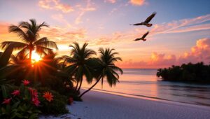 Sunset Serenity on Tropical Island buT – free AI stock image