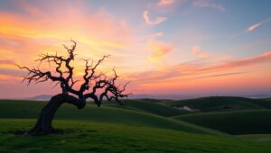 Sunset Serenity Over Rolling Hills OEQ – free AI stock image