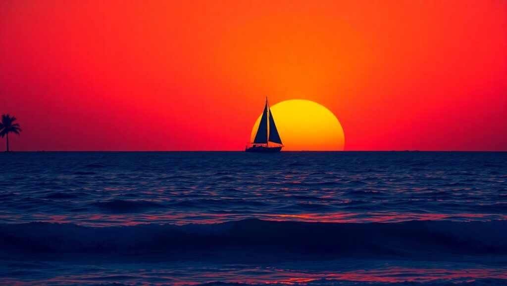 Sunset Serenity Over the Ocean – free AI stock image