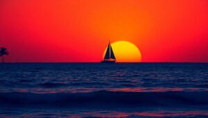 Sunset Serenity Over the Ocean – free AI stock image