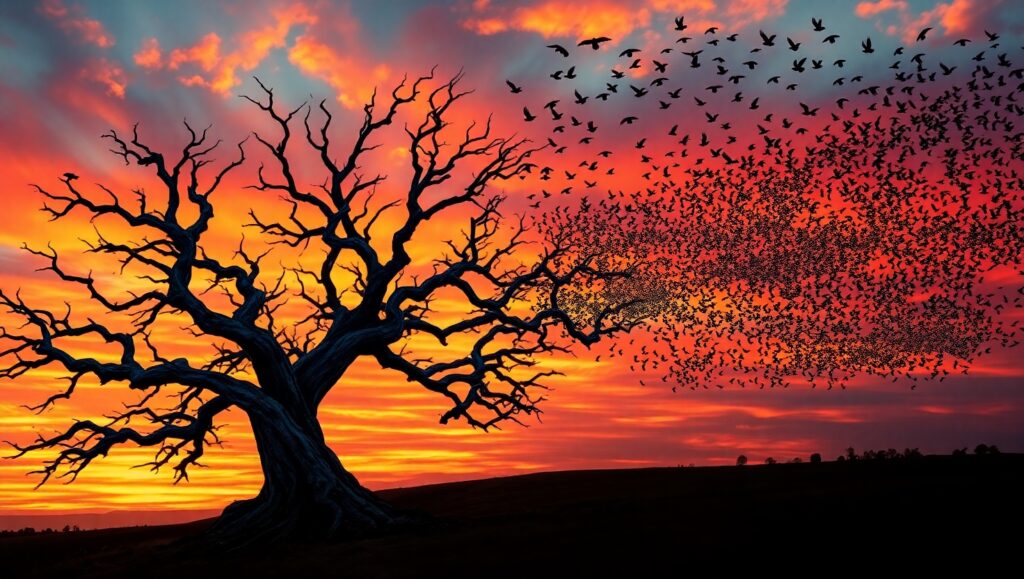 Sunset Silhouette of a Majestic – free AI stock image