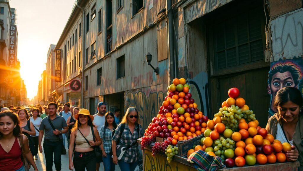 Sunset Street Life in the City chF – free AI stock image