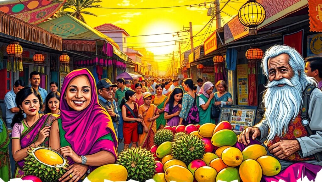 Sunset Street Market Vibes – free AI stock image