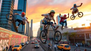 Sunset Stunts: Urban Extreme Sports – free AI stock image