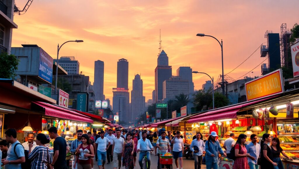 Sunset Vibes at the Market – free AI stock image