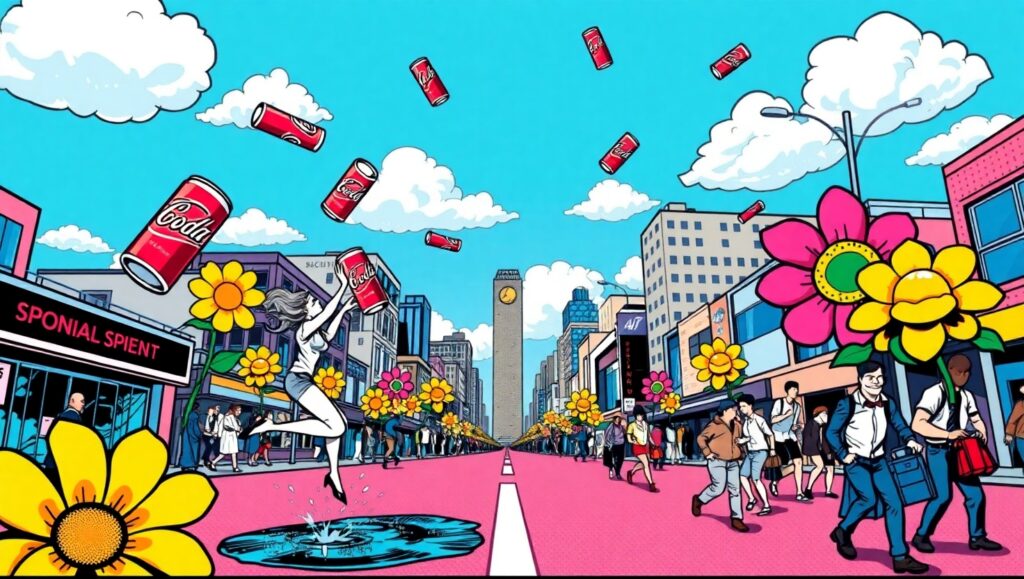 Surreal City Pop Art Scene – free AI stock image