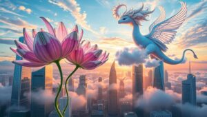 Surreal Cityscape Collage of Nature – free AI stock image