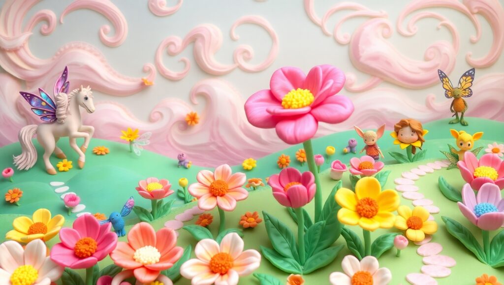 Surreal Clay Garden Adventure – free AI stock image