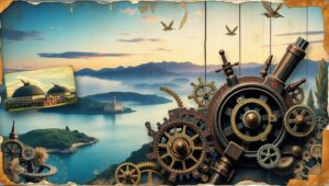 Surreal Collage of Nature and Mechanisms – free AI stock image