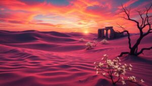 Surreal Desert Dunes at Sunset YB7 – free AI stock image