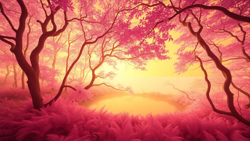 Surreal Forest in Infrared Light – free AI stock image