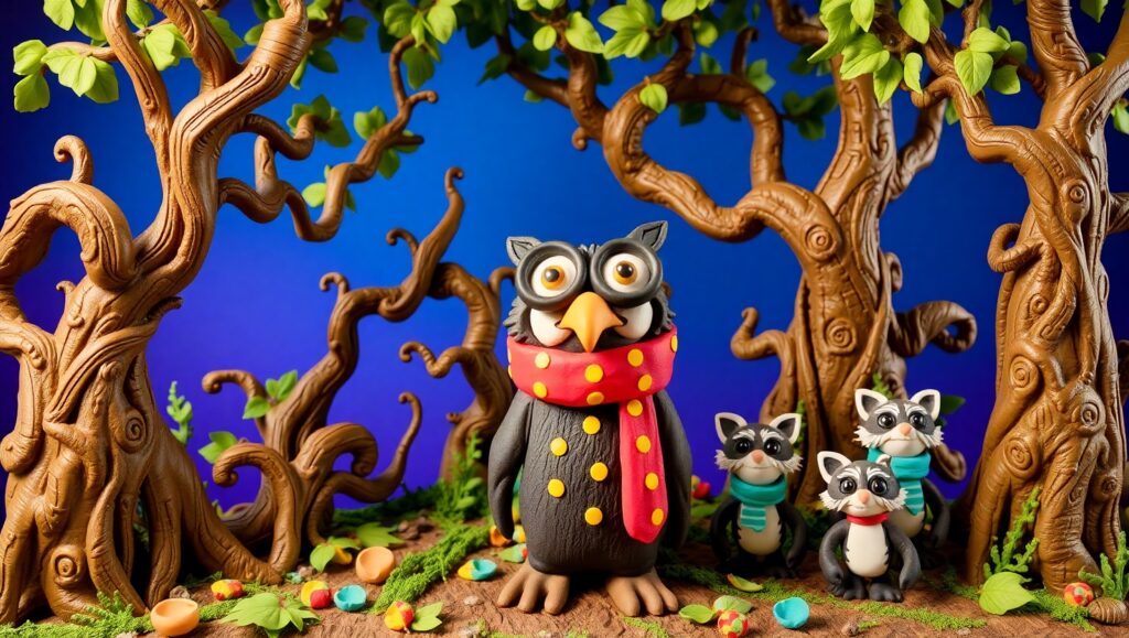 Surreal Forest of Clay Creatures – free AI stock image
