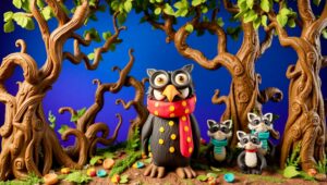 Surreal Forest of Clay Creatures – free AI stock image