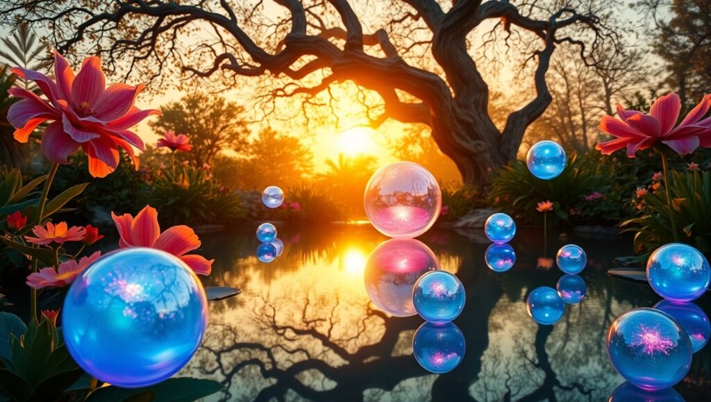Surreal Garden at Dusk – free AI stock image