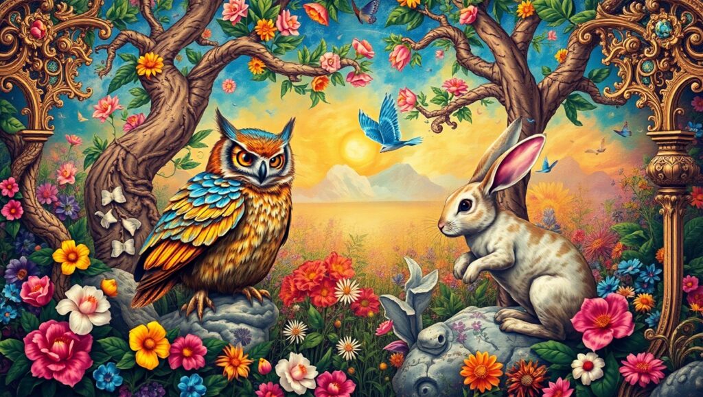 Surreal Garden of Colors and Shapes – free AI stock image