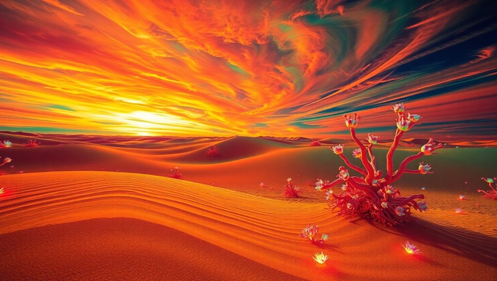 Surreal Infrared Desert Landscape – free AI stock image