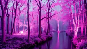 Surreal Infrared Forest Landscape – free AI stock image