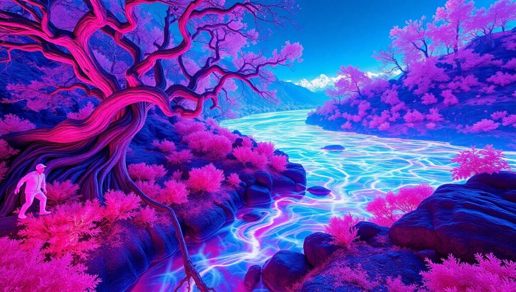 Surreal Infrared Landscape of Serenity – free AI stock image