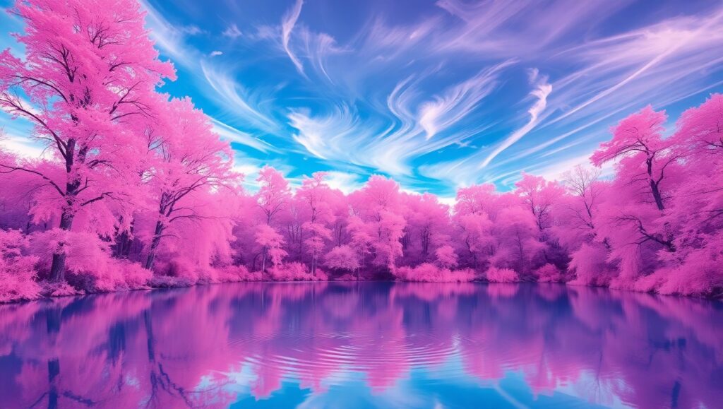 Surreal Infrared Landscape Reflections – free AI stock image