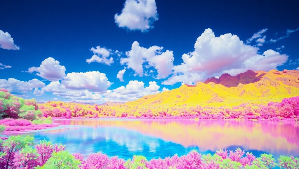 Surreal Infrared Landscape Serenity – free AI stock image