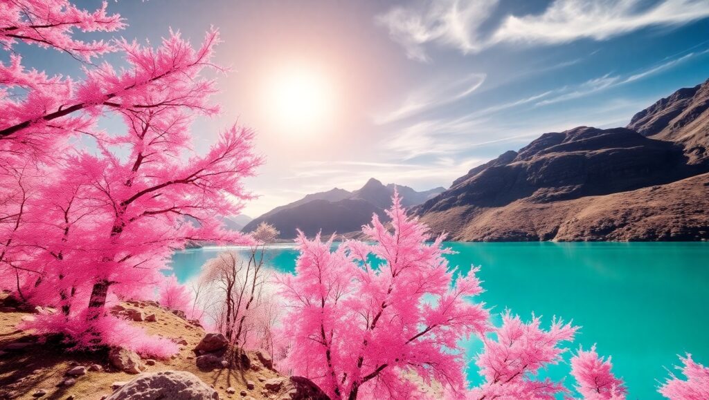 Surreal Mountains in Infrared Light – free AI stock image