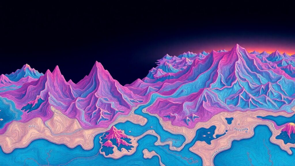 Surreal Topographic Landscape Design – free AI stock image