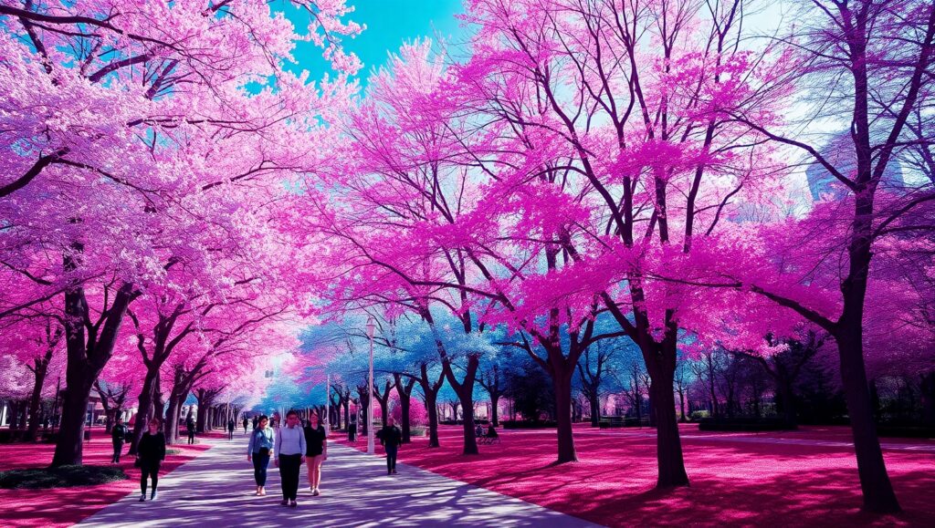 Surreal Urban Park in Infrared – free AI stock image