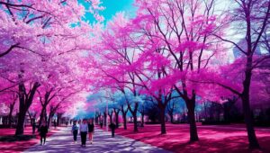 Surreal Urban Park in Infrared – free AI stock image