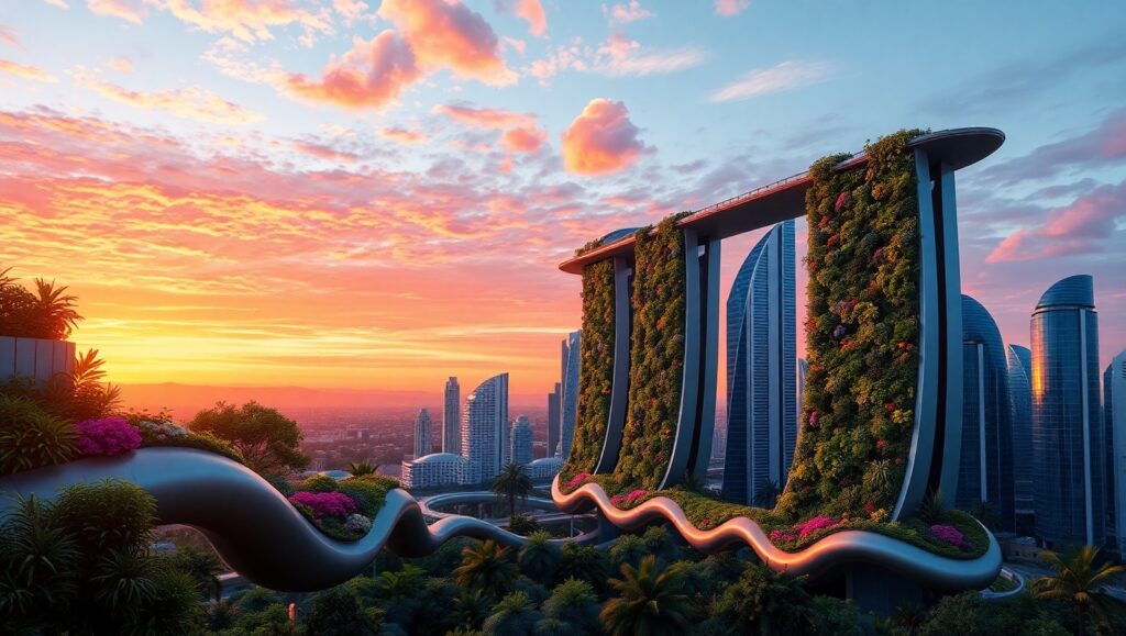 Sustainable Skyline of the Future – free AI stock image