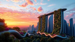 Sustainable Skyline of the Future – free AI stock image