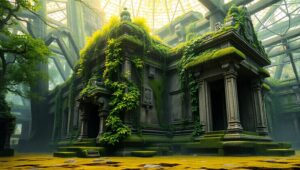 Temple Lost in Nature’s Embrace – free AI stock image