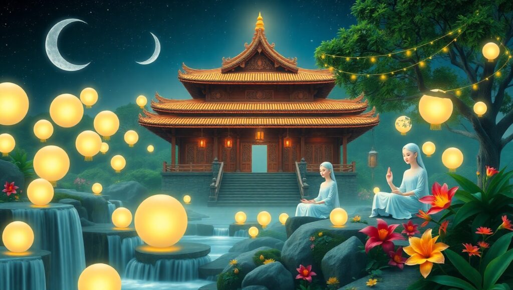 Temple of Serenity Under Starry Skies – free AI stock image