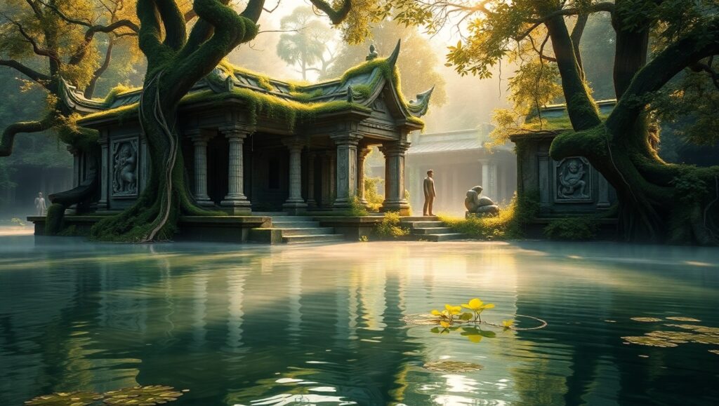 Temple of the Forgotten Civilization – free AI stock image