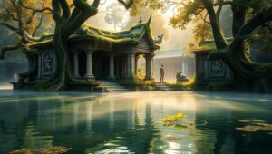 Temple of the Forgotten Civilization – free AI stock image